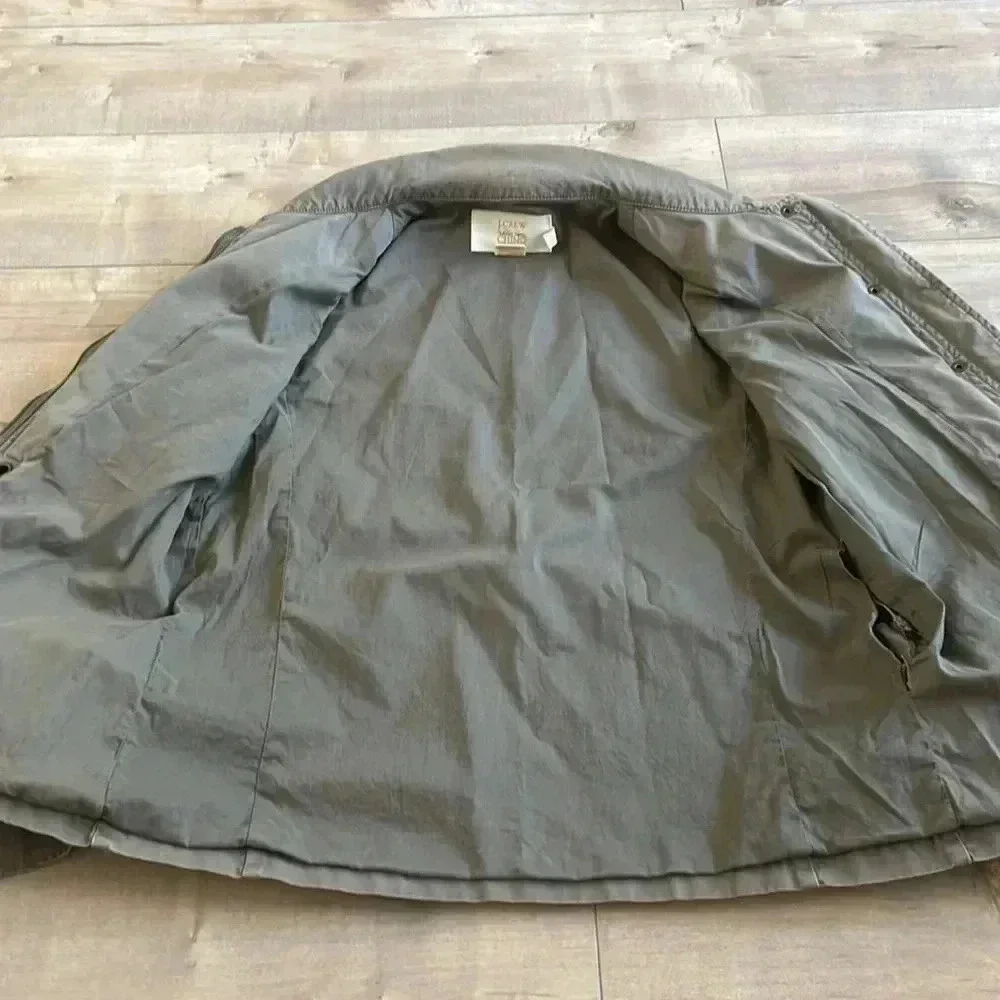 J.Crew Classic Twill Chino Full Zip Military Utility Cinch Jacket Brown Sz XS